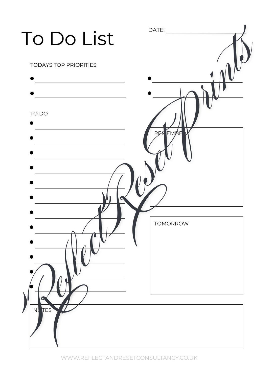 Minimalist Daily To-do List | Printable Productivity Planner ...