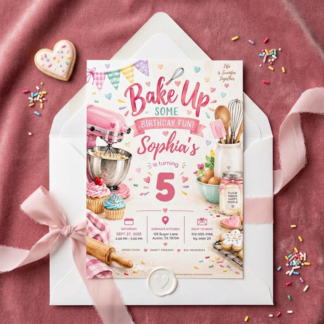 Baking Birthday Invitation, Chef Party Invite, Cooking Birthday ...