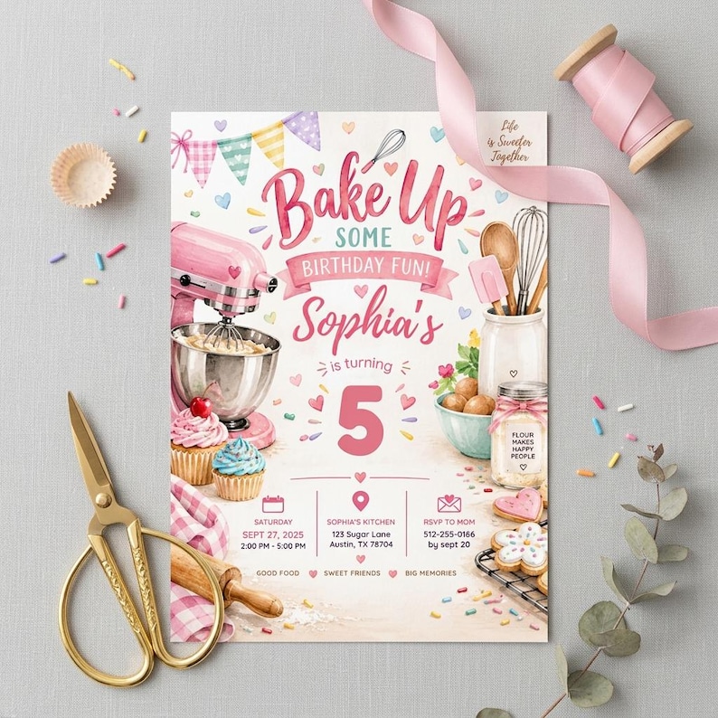 Baking Birthday Invitation, Chef Party Invite, Cooking Birthday ...
