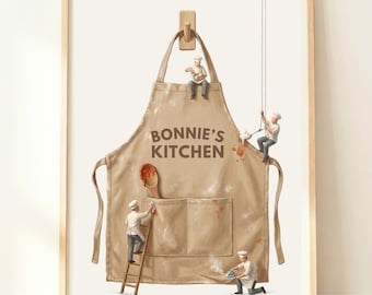 Personalized Kitchen Sign Gift | Custom Kitchen Print | Apron Art | Family Kitchen Decor
