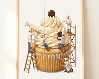 Decorazione murale a tema cupcake / Regalo per appassionati di pasticceria / Arredamento per pasticceria / Stampa di cupcake / Opera d'arte per pasticceria / Decorazione murale per la casa a tema pasticceria