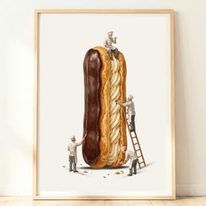 Chocolate Eclair Wall Art | French Kitchen Decor | Dessert Print | Coffee Bar Art | Bakery Poster