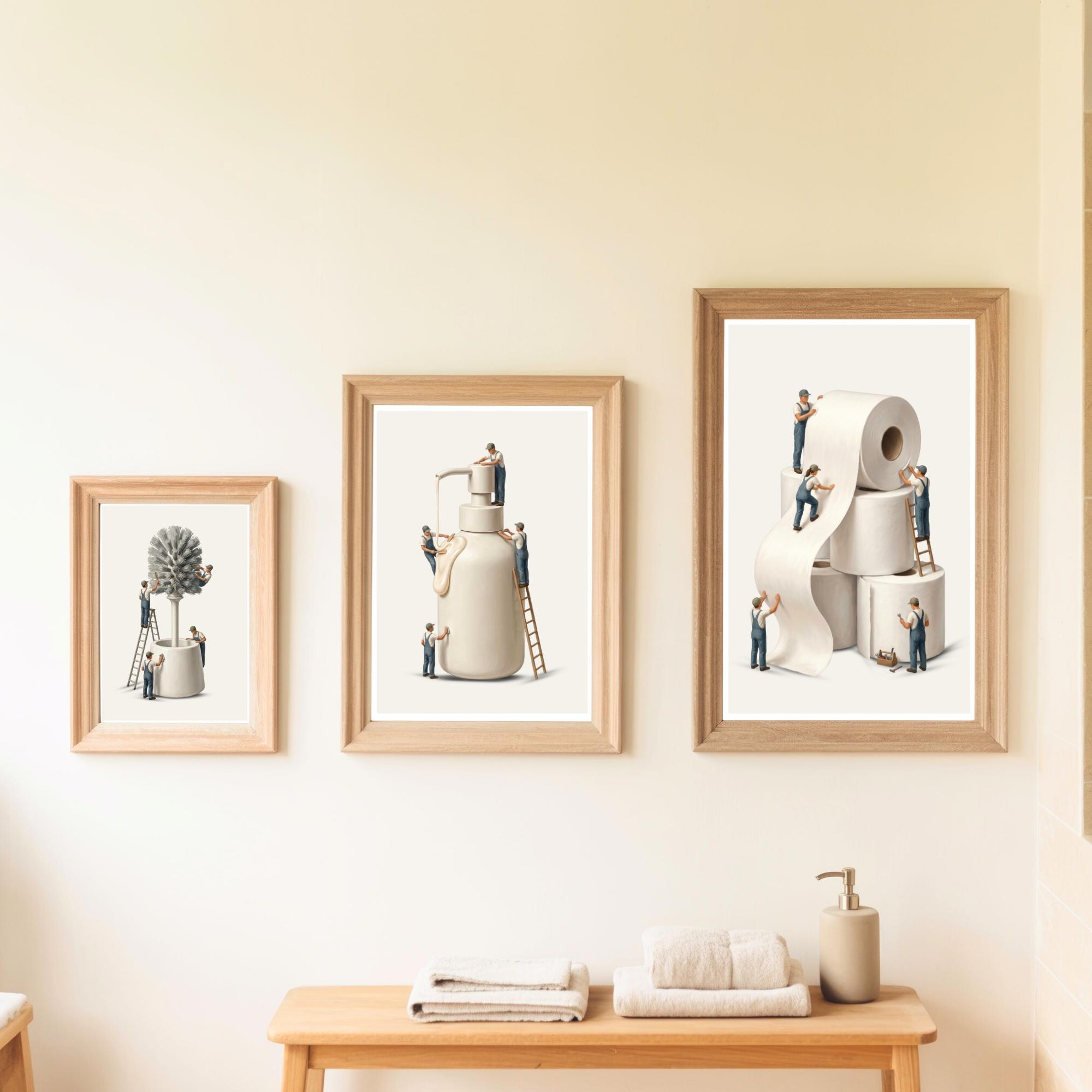 Bathroom Wall Art | Toilet Roll Decor | Minimal Bathroom Artwork ...