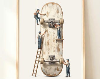Skater Bedroom Wall Art | Skateboard Decor Print | Teen Boy Room Aesthetic | Skate Poster