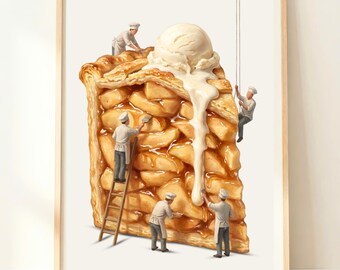 Decorazioni tradizionali per la cucina / Quadro con torta di mele / Poster classico con cibo / Stampa per la casa e la cucina