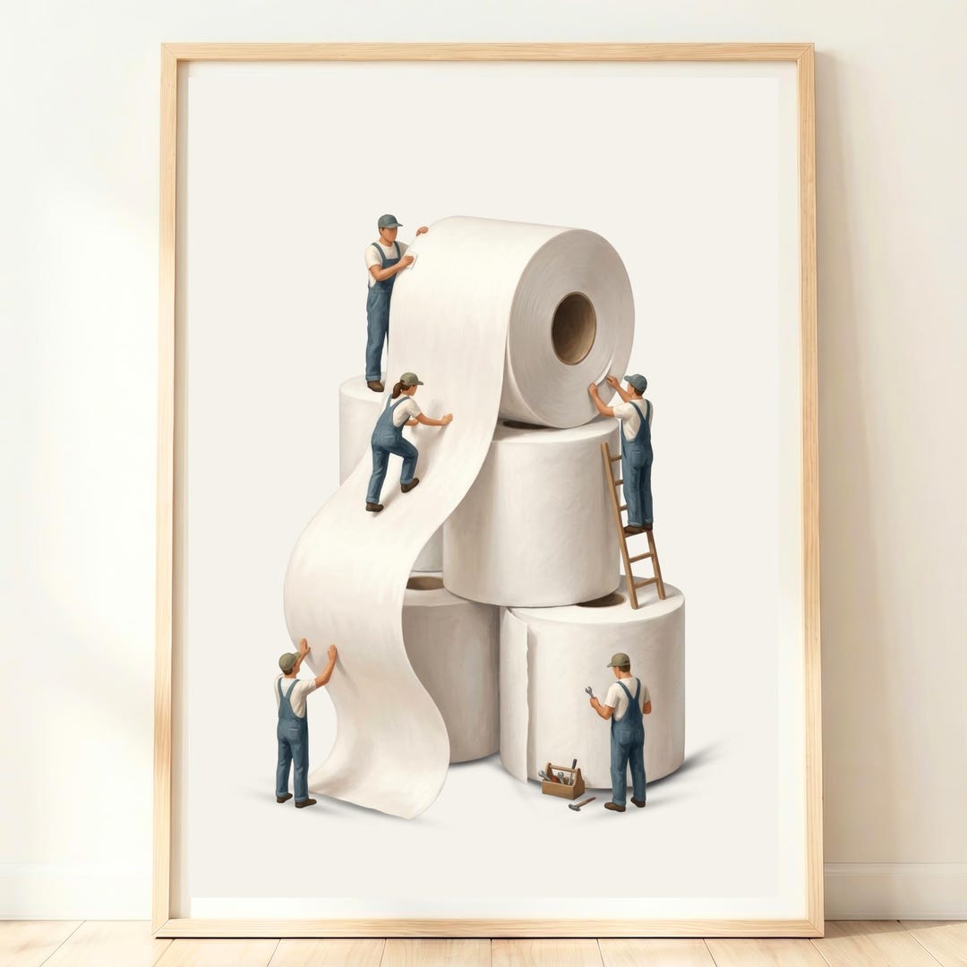 Bathroom Wall Art | Toilet Roll Decor | Minimal Bathroom Artwork ...