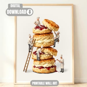 Art mural numérique décoratif pour le thé de l'après-midi | Art mural scones imprimable | Impression de thé britannique | Décoration de salon de thé en téléchargement numérique