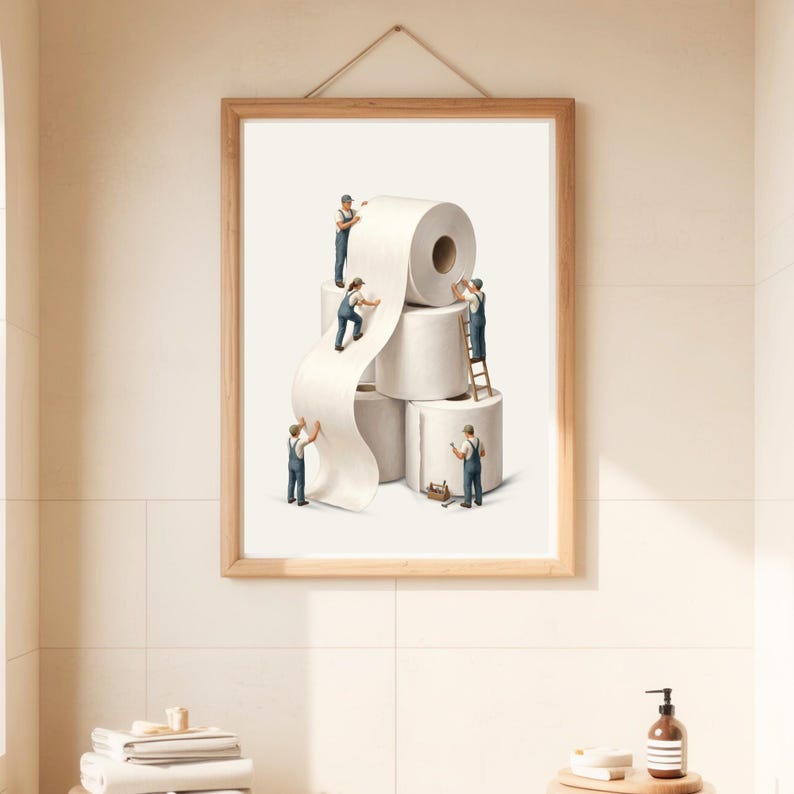 Bathroom Wall Art | Toilet Roll Decor | Minimal Bathroom Artwork ...