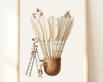 Sport Decor | Badminton Art Gift | Shuttlecock Print | Sport Poster