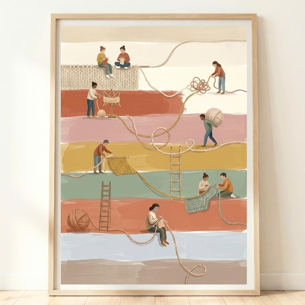 Knitting Wall Art | Crochet Print | Knitters Gift | Knitting Wall Decor | Yarn Art | Knitting Room Print