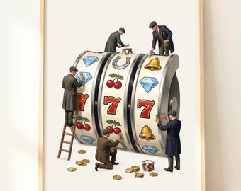 Quadri da parete a tema casinò / Stampa di slot machine / Decorazioni per sala giochi / Poster di Las Vegas / Decorazioni per la stanza a tema casinò / Arte del gioco d'azzardo