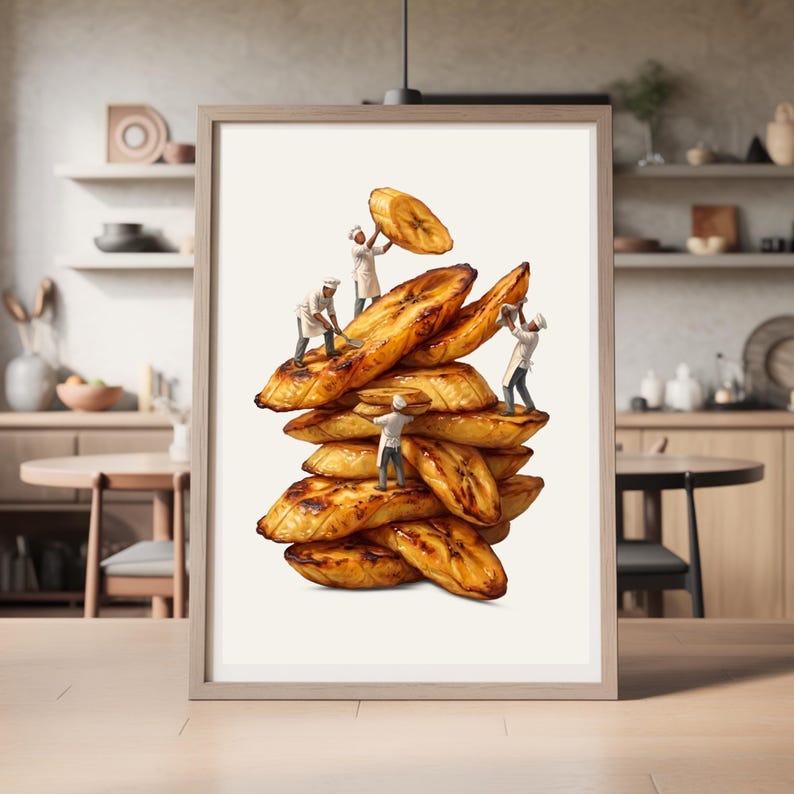 Fried Plantain Wall Art | Afrocentric Art | African Food Print | Caribbean Kitchen Decor | Africa Gift | African Folk Art image 8