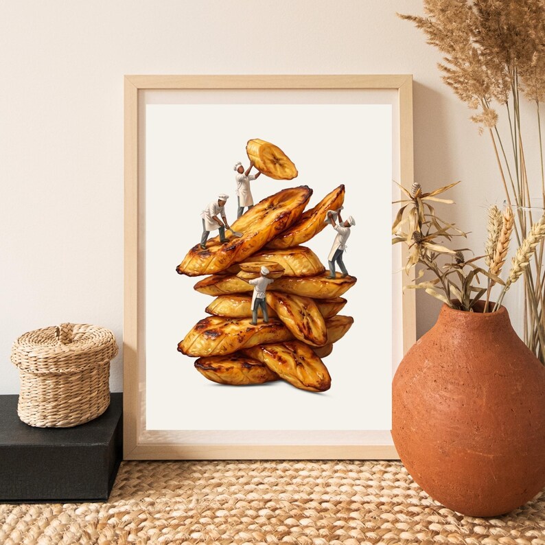 Fried Plantain Wall Art | Afrocentric Art | African Food Print | Caribbean Kitchen Decor | Africa Gift | African Folk Art image 10