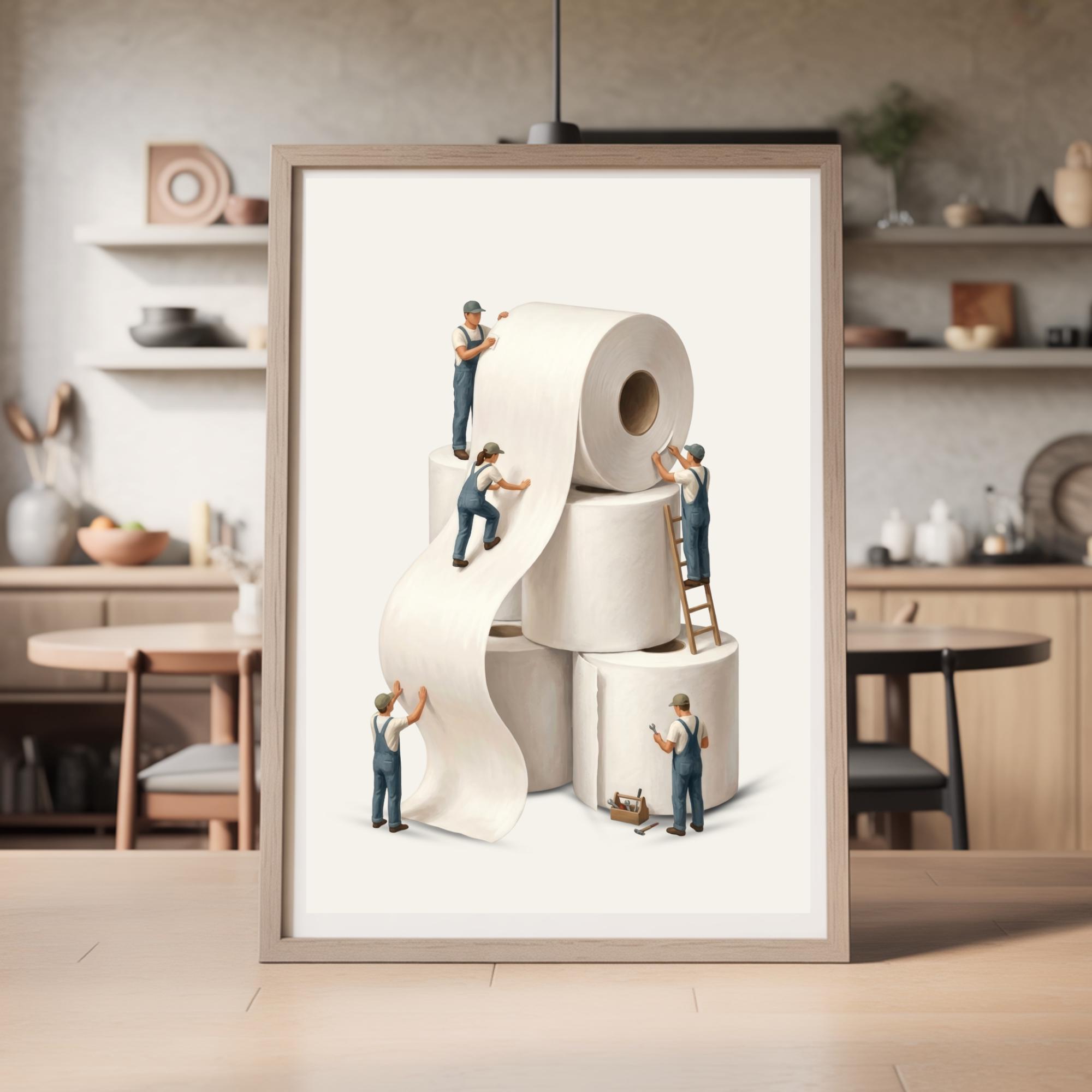 Bathroom Wall Art | Toilet Roll Decor | Minimal Bathroom Artwork ...