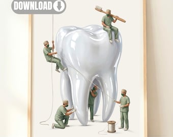 Bathroom Wall Art Digital Download | Dental Art Printable | Funny Dentist Office Decor | Dental Gifts | Teeth Cleaning Print