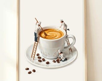 Stampa artistica da parete a tema caffè espresso / Stampa caffè / Decorazione murale per cucina / Regalo per amanti del caffè / Poster a tema caffè espresso