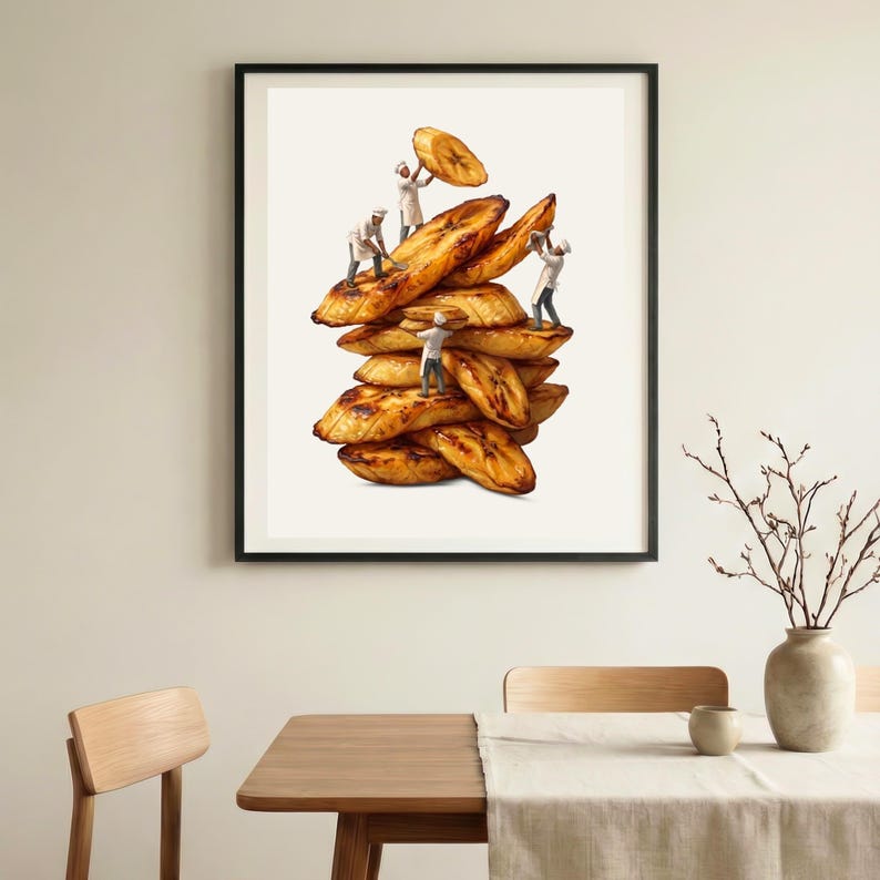 Fried Plantain Wall Art | Afrocentric Art | African Food Print | Caribbean Kitchen Decor | Africa Gift | African Folk Art image 2