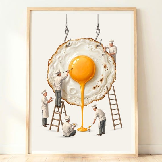 Fried Egg Wall Art | Breakfast Print | Egg Kitchen Poster | Funky Wall Art