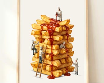 Chips Wall Art | French Fries Print | Kitchen Food Decor | British Comfort Food Print | French Fries Lover Gift
