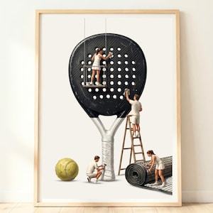 Decoración de pared de pádel / Raqueta de pádel / Lámina para sala de juegos / Regalo para amantes del pádel / Póster deportivo para oficina