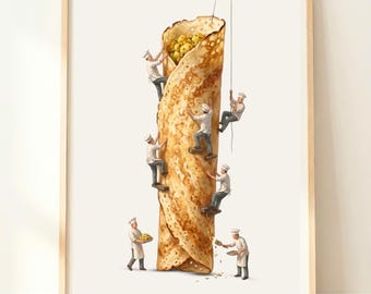 Dosa Wandkunst | Südindisches Essen | Poster für Küche in Indien Kochkultur Geschenk