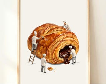French Bakery Wall Art | Pain au Chocolat Print | Paris Café Decor | French Chocolate Croissant Print | Pastry Poster | Bakery Decor