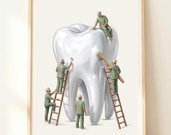 Dental Wall Art | Dentist Office Print | Giant Tooth Poster | Modern Dental Clinic Decor