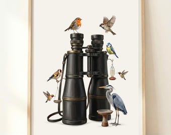 Regalo per appassionati di birdwatching / Arte a tema birdwatching / Regalo per amanti degli uccelli / Arte ornitologica / Stampa a tema birdwatching