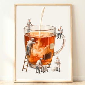 Decoración para la hora del té / Póster de taza de té / Lámina de cocina británica / Ilustración de la hora del té