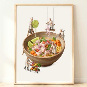 Decoración de pared con ceviche peruano / Regalo de Perú / Lámina para cocina / Póster de ceviche de lima / Decoración de cocina original
