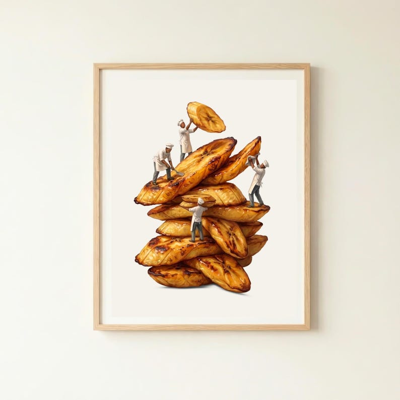 Fried Plantain Wall Art | Afrocentric Art | African Food Print | Caribbean Kitchen Decor | Africa Gift | African Folk Art image 5