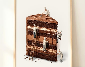 Cake Wall Art | Birthday Cake Decor | Kitchen Art | Chocolate Cake Print | Party Poster | Celebration Wall Decor