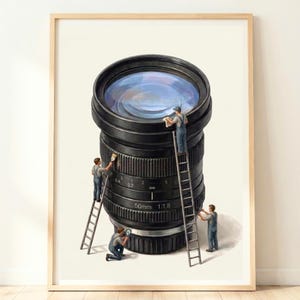 Camera Lens Wall Art | Photography Studio Decor | Cinematography Artwork | Creative Workspace Print | Videographer Gift