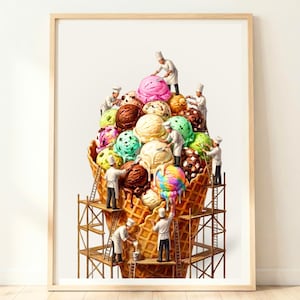 Colourful Wall Art | Ice Cream Scoop Print | Bright Food Poster | Statement Wall Decor | Kitchen Wall Art