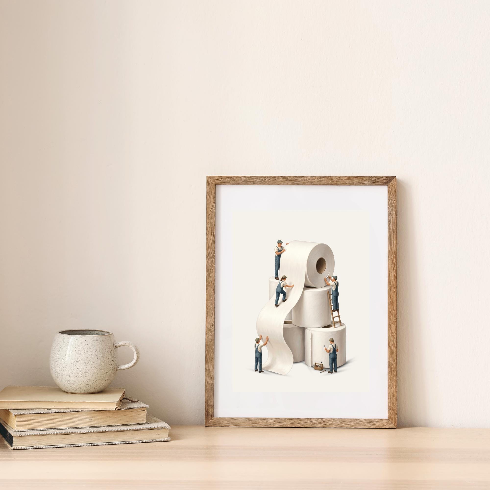 Bathroom Wall Art | Toilet Roll Decor | Minimal Bathroom Artwork ...