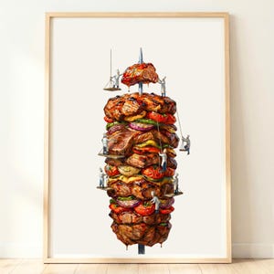 ドネルケバブのウォールアート | トルコ料理の製作中 | キッチンデコレーション