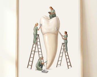 Decorazione murale per studio veterinario / Stampa di un dente di cane / Decorazione per clinica veterinaria / Poster per veterinari / Arte dentale veterinaria