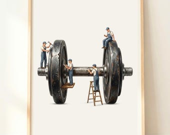 Dumbbell Wall Art | Boys Room Gym Decor | Home Gym Poster | Fitness Workout Artwork