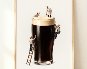 Decorazione murale irlandese / Stampa di birra stout / Regalo per lui / Decorazione per pub irlandese / Regalo birra per la festa del papà / Poster per amanti della birra irlandese / Arte popolare irlandese