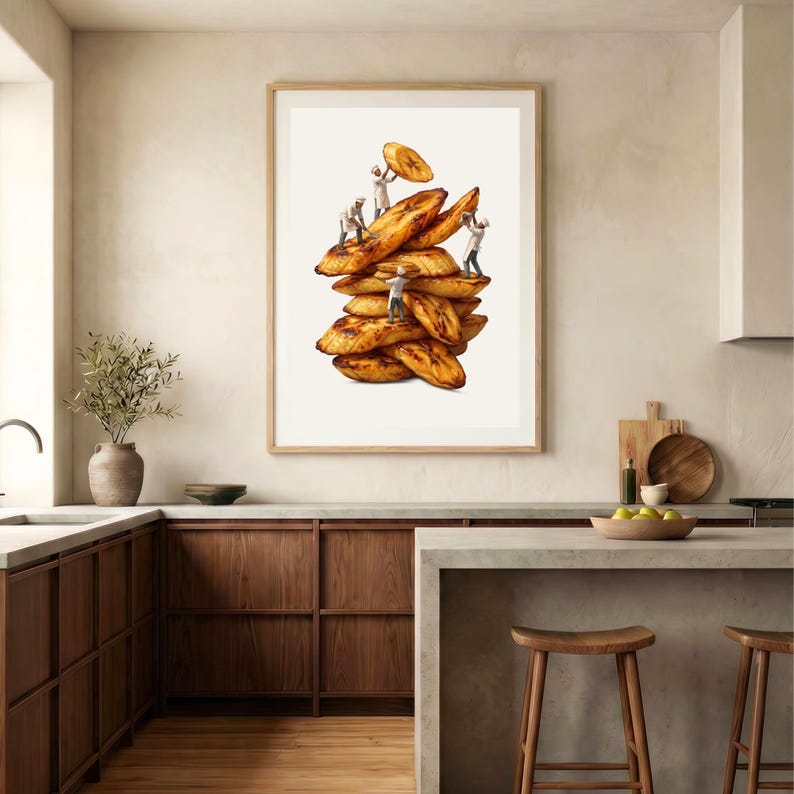 Fried Plantain Wall Art | Afrocentric Art | African Food Print | Caribbean Kitchen Decor | Africa Gift | African Folk Art image 4