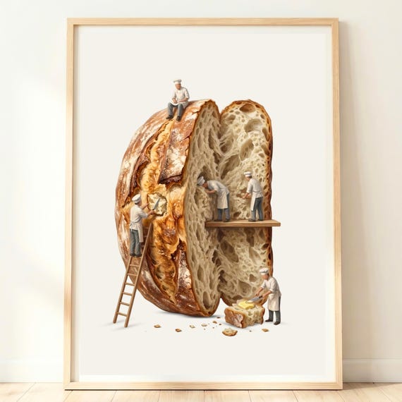 Sourdough Wall Art | Artisan Bread Print | Sourdough Baking Decor | Rustic Kitchen Artwork | Bread Making Poster
