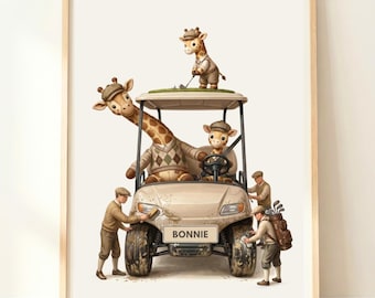 Golf Nursery Art | Personalised Boy Nursery Wall Art | Safari Nursery Decor | Golf Baby Shower | Golf Nursery Decor | Giraffe Prints