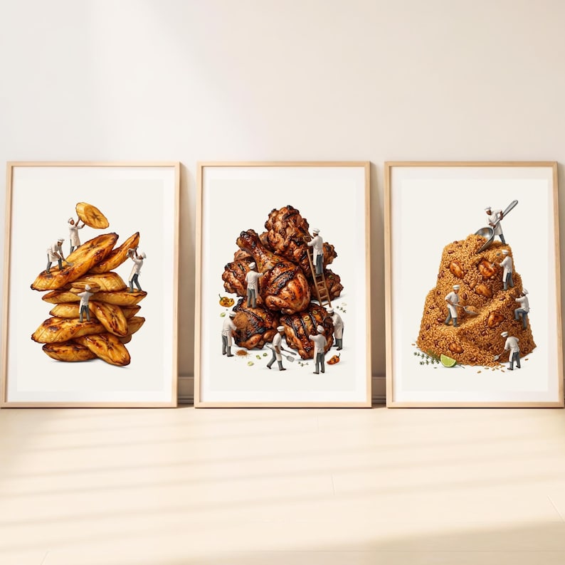 Fried Plantain Wall Art | Afrocentric Art | African Food Print | Caribbean Kitchen Decor | Africa Gift | African Folk Art image 3