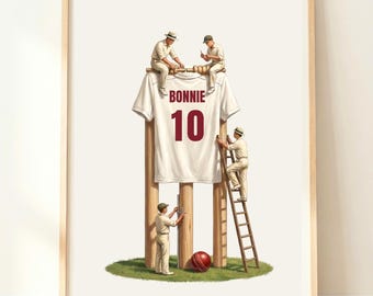 Personalised Cricket Gift | Custom Cricket Shirt Print | Cricket Bedroom Decor | Personalised Sports Poster | Teen Boy Gift