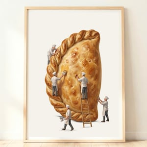 Cornish Pasty Wall Art | British Bakery Print | Cornwall Kitchen Decor | Devon Art | Pastry Artwork | Pasty Lover Poster