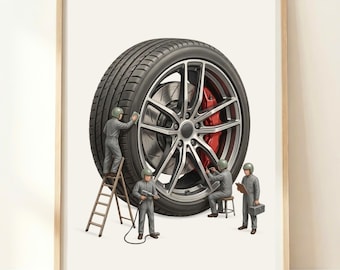 Regalo per appassionati di auto / Decorazione per la camera dei ragazzi / Regalo per meccanici / Arredamento per la "tana dell'uomo" / Arte automobilistica / Stampa di cerchi in lega