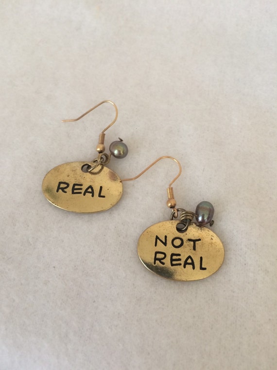 Items similar to Mockingjay Inspired Earrings - Real - Not Real - Pearl ...