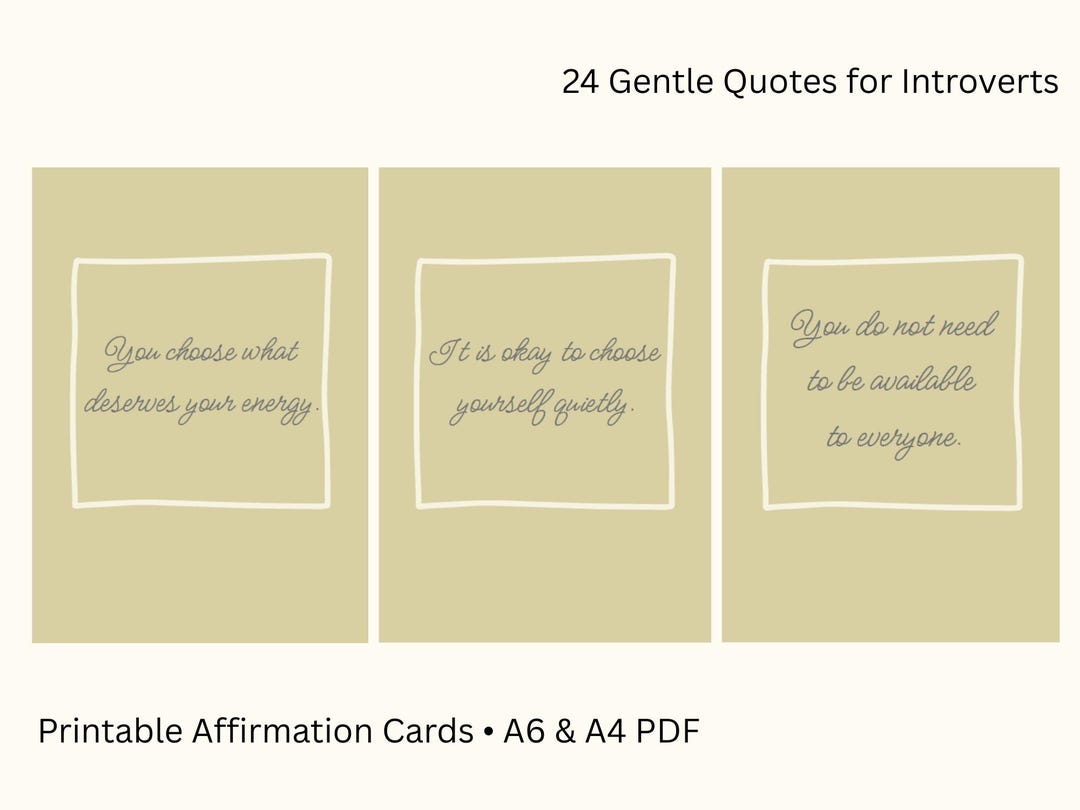 Gentle Quotes for Introverts | Printable Affirmation Cards (A6 & A4 PDF ...