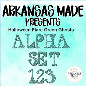 ハロウィンフレアグリーンゴーストアルファセット123 PNG | 不気味なゴーストデジタルアルファベット文字数字クリップアートバンドル
