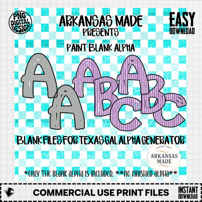 Paint Blank Alpha PNG, Digital Download, Paintable Letters, Custom ...